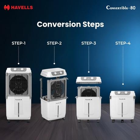 Havells Convertible 80 Desert cooler, 80 L, White & Grey-5