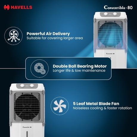 Havells Convertible 80 Desert cooler, 80 L, White & Grey-8
