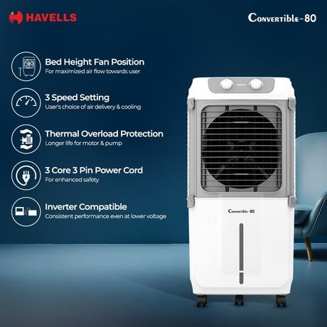 Havells Convertible 80 Desert cooler, 80 L, White & Grey-9