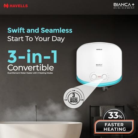 Havells Bianca Plus 25 L 5-Star Storage Geyser with Feroglas Tank, Incoloy Heating Element, Whirlflow Technology & Shock-Safe Plug-3