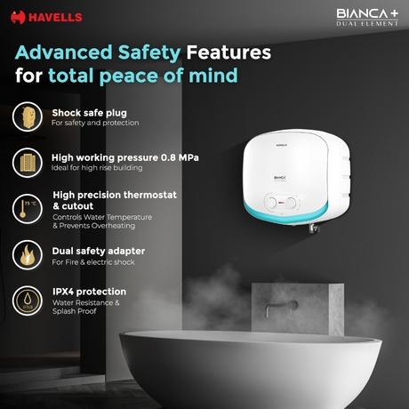 Havells Bianca Plus 25 L 5-Star Storage Geyser with Feroglas Tank, Incoloy Heating Element, Whirlflow Technology & Shock-Safe Plug-6