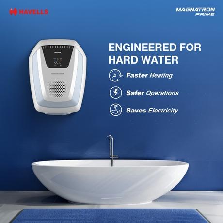 Havells Magnatron Prime 25 L Storage Water Heater with Induction Technology, No Heating Element, 25% Faster Heating, Scaling Resistance, Energy Saving, Eco Mode & Remote Control (Hard Water Suitable)-2
