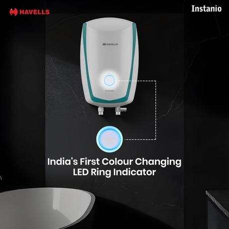 Havells Instanio Prime 3 Litres Instant Water Heater (Geyser), 3000 W Power, Heavy Duty Heating Element, High Working Pressure 0.8 MPa, Fire Retardant Power Cord (White Blue)-4