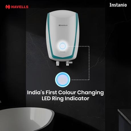Havells Instanio Prime 3 Litres Instant Water Heater (Geyser), 3000 W Power, Heavy Duty Heating Element, High Working Pressure 0.8 MPa, Fire Retardant Power Cord (White Blue)-5