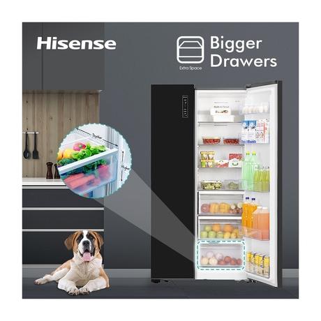 Buy Hisense 690 litres Side-by-Side Refrigerator, Black Glass