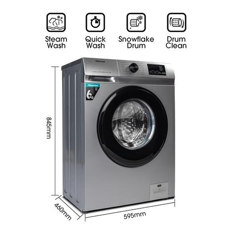 Hisense 6.0 Kg Fully-Automatic Front Loading Washing Machine (WFVB6010MS, Silver, Steam Wash, Built in Heater), Silver-8