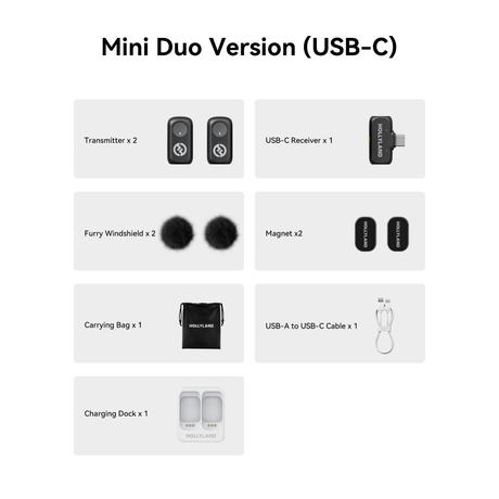 Hollyland Lark A1 Mini Duo(Type -C) Wireless Microphone, Black-9