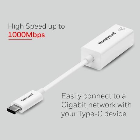 Honeywell High-Speed Type C to RJ45 Gigabit Ethernet Adapter, with Network LAN speeds of 10/100/1000 MBPS, Universally Compatible with all Type C MacBooks, laptops, PCs, Xbox, PS5, Tablets, etc.-1