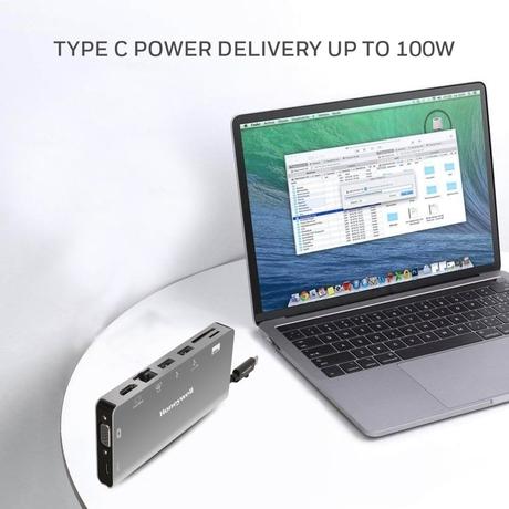 Honeywell 8-in-1 Type C Ultra Dock with 4K HDMI, VGA, RJ45 Ethernet, 2xUSB 3.0 & Type C 3.0 port, SD & Micro SD slot, Compatible with all Type C Devices- MacBook Laptop, PC, thunderbolt 3-5