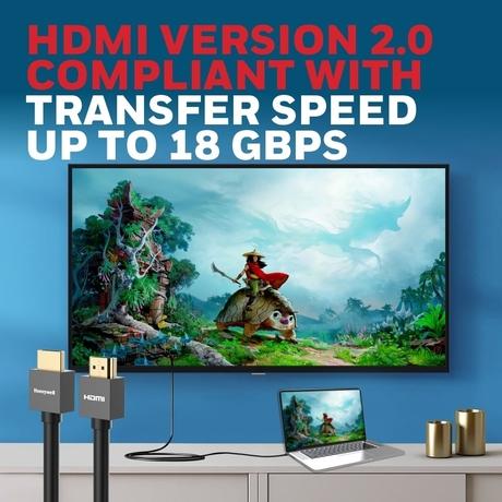 Honeywell 1 Meter High Speed HDMI 2.0 Cable with Ethernet HDMI Connector, Black-1