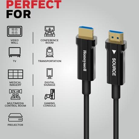 Honeywell 50 Meter HDMI 2.1 AOC Compliant Cable, Black-5