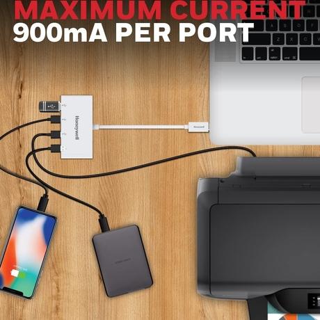 Honeywell Momentum Type C to 4xUSB 3.0 Hub, Super-Fast Transmission Speed 5GBPS, Max Current 900mA per port, Universally Compatible with all Type C- MacBook, Laptop, PC, Printer, Mobiles, Keyboard-3