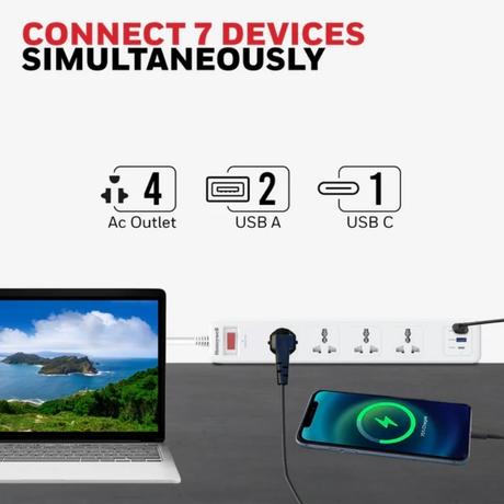 Honeywell 4 Outlet Surge Protector, White, 2USB 1TC-2