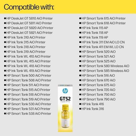 HP GT52 Original Ink Bottle, Yellow-4