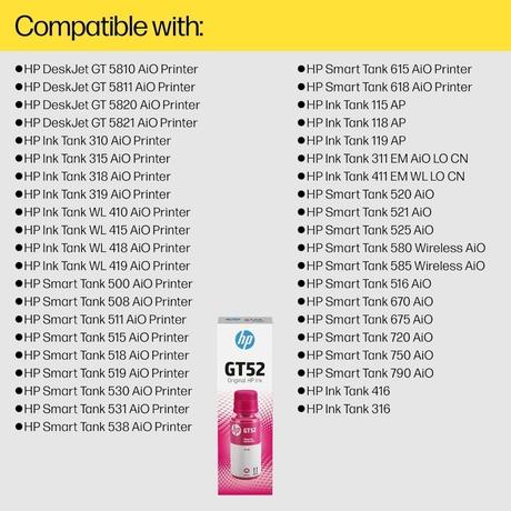 HP GT52 Original Ink Bottle, Magenta-4