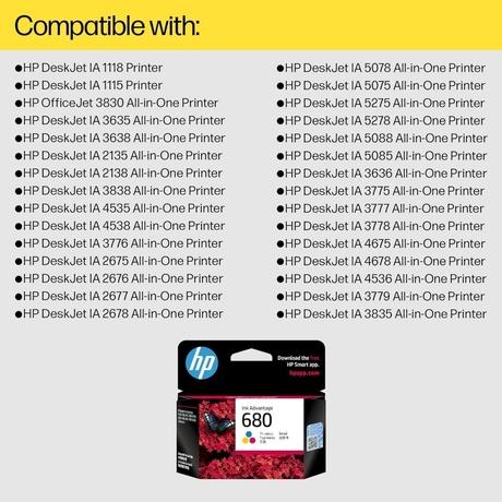 HP 680 X4E78AA Ink Cartridge, Black & Tri-color-1