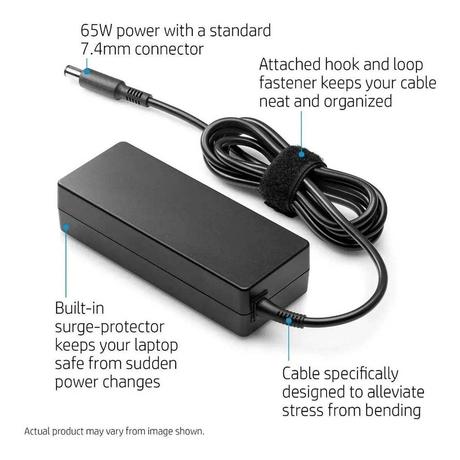 HP Original 65W 7.4mm Non-EM Laptop AC Adapter Black (Without Power Cable)- Y5Y42AA-2