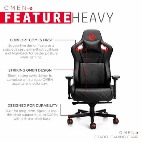 HP Omen Gaming Chair, Black and Red, 6KY97AA-4
