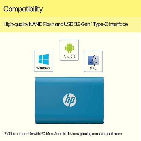 HP 500 GB P500 Portable Solid State Drive (SSD) Blue-3