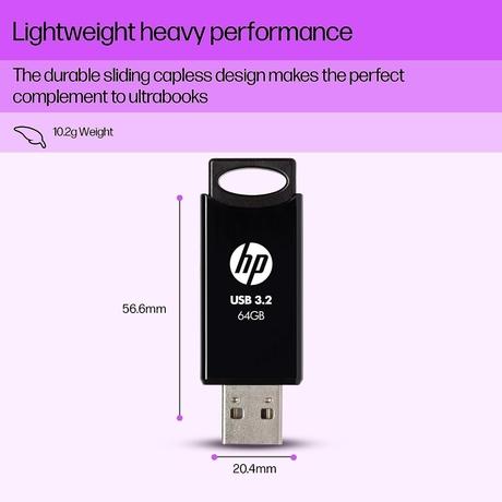 HP 64 GB 712w USB 3.2 Flash Drive Black-3
