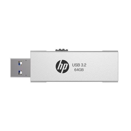 HP 818w 64 GB USB 3.2 Flash Drive, Silver Metal-0