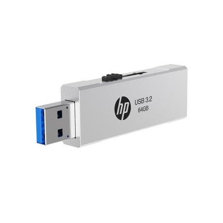 HP 818w 64 GB USB 3.2 Flash Drive, Silver Metal-1