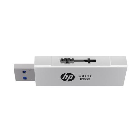 HP 818w 128 GB USB 3.2 Flash Drive, Silver Metal-0
