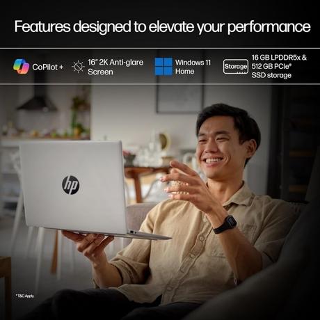 HP OmniBook 5 OmniBook 5 NGAI 16-AG1037AU Standard Laptop (AMD Ryzen 5 AI 5 340/16 GB/512 GB SSD/AMD Radeon 840M Graphics/Windows 11 Home/MS Office + MISC PC Game Pass DA 3M/2K), 40.6 cm - 16 inch, Glacier Silver-14