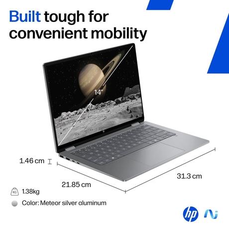 HP OmniBook X Flip 14-fm0058TU Convertible Laptop (Intel Ultra 5-226V 40 NPU TOPs/16 GB /512 GB SSD/Intel Arc Graphics/Next Gen Windows/Microsoft Office 2021 Home & Student/OLED), 35.6 cm - 14 inch, Glacier Silver-16