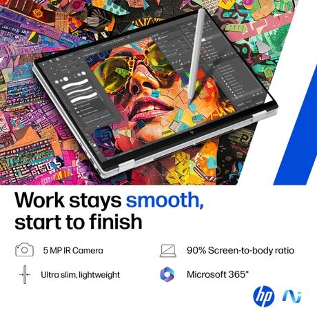 HP OmniBook X Flip 14-fm0058TU Convertible Laptop (Intel Ultra 5-226V 40 NPU TOPs/16 GB /512 GB SSD/Intel Arc Graphics/Next Gen Windows/Microsoft Office 2021 Home & Student/OLED), 35.6 cm - 14 inch, Glacier Silver-8