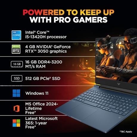 HP Victus 15-FA2192TX Gaming Laptop (Intel Core i5-13420H/16 GB /512 GB SSD/4 GB-Nvidia GeForce RTX 3050A/Windows 11 Home/MS Office Home 2024 + 1 year M365 Basic/Full HD), 39.62 cm - 15.6 inch, Performance Blue-2