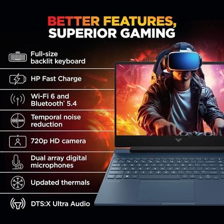 HP Victus 15-FA2192TX Gaming Laptop (Intel Core i5-13420H/16 GB /512 GB SSD/4 GB-Nvidia GeForce RTX 3050A/Windows 11 Home/MS Office Home 2024 + 1 year M365 Basic/Full HD), 39.62 cm - 15.6 inch, Performance Blue-3