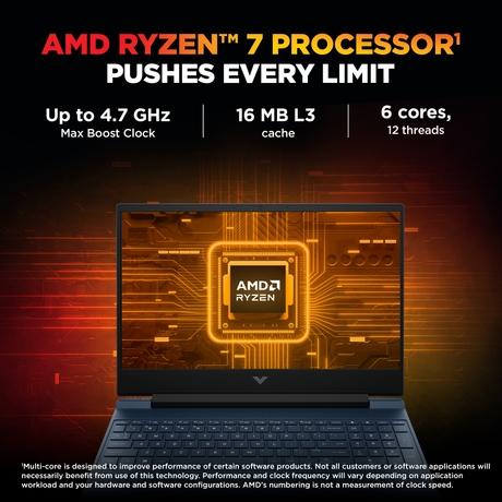 HP Victus 15-Fb3124AX Gaming Laptop (AMD Ryzen 7 7445H/16 GB /512 GB SSD/6 GB-Nvidia GeForce RTX 4050 /Windows 11 Home/MS Office Home 2024 + 1 year M365 Basic/Full HD), 39.62 cm - 15.6 inch, Performance Blue-2
