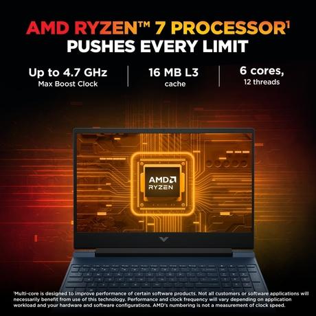 HP Victus 15-Fb3124AX Gaming Laptop (AMD Ryzen 7 7445H/16 GB /512 GB SSD/6 GB-Nvidia GeForce RTX 4050 /Windows 11 Home/MS Office Home 2024 + 1 year M365 Basic/Full HD), 39.62 cm - 15.6 inch, Performance Blue-2