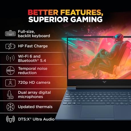 HP Victus 15-Fb3124AX Gaming Laptop (AMD Ryzen 7 7445H/16 GB /512 GB SSD/6 GB-Nvidia GeForce RTX 4050 /Windows 11 Home/MS Office Home 2024 + 1 year M365 Basic/Full HD), 39.62 cm - 15.6 inch, Performance Blue-6