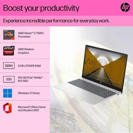 HP 15s 15-FC0552AU Standard Laptop (AMD Ryzen 3 7320U/8 GB/512 GB SSD/AMD Radeon Graphics/Windows 11 Home/MS Office Home 2024 + 1 year M365 Basic/Full HD), 39.62 cm - 15.6 inch, Natural Silver-3