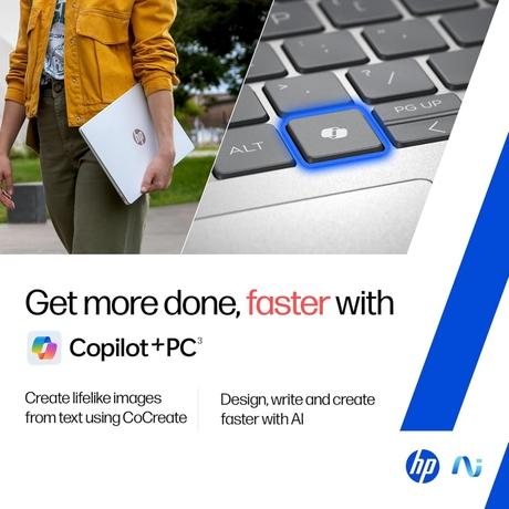 HP OmniBook 5 NGAI 14-he0015QU Standard Laptop (Snapdragon X X1-26-100/16 GB /1 TB SSD/Qualcomm Adreno GPU/Windows 11 Home/MS Office Home 2024 + 1 year M365 Basic/Full HD), 35.6 cm - 14 inch, Glacier Silver Aluminum-10