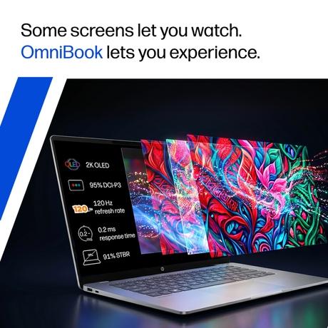 HP OmniBook 5 NGAI 14-he0015QU Standard Laptop (Snapdragon X X1-26-100/16 GB /1 TB SSD/Qualcomm Adreno GPU/Windows 11 Home/MS Office Home 2024 + 1 year M365 Basic/Full HD), 35.6 cm - 14 inch, Glacier Silver Aluminum-3