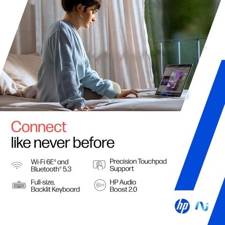 HP OmniBook 5 NGAI 14-he0015QU Standard Laptop (Snapdragon X X1-26-100/16 GB /1 TB SSD/Qualcomm Adreno GPU/Windows 11 Home/MS Office Home 2024 + 1 year M365 Basic/Full HD), 35.6 cm - 14 inch, Glacier Silver Aluminum-6