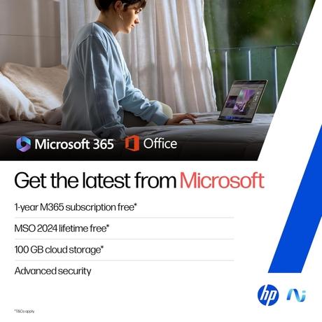 HP OmniBook 5 NGAI 14-he0015QU Standard Laptop (Snapdragon X X1-26-100/16 GB /1 TB SSD/Qualcomm Adreno GPU/Windows 11 Home/MS Office Home 2024 + 1 year M365 Basic/Full HD), 35.6 cm - 14 inch, Glacier Silver Aluminum-9