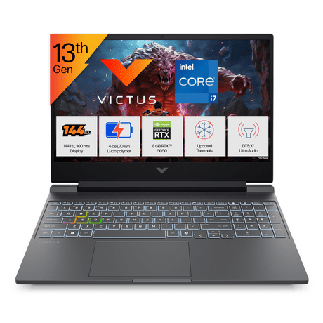 HP Victus 15 15-FA2309TX Gaming Laptop (Intel Core i7-13620H/24 GB/1 TB SSD/8 GB-NVIDIA GeForce RTX-5050/Windows 11 Home/MS Office Home 2024 + 1 year M365 Basic/Full HD), 39.62 cm - 15.6 inch, Mica Silver-0
