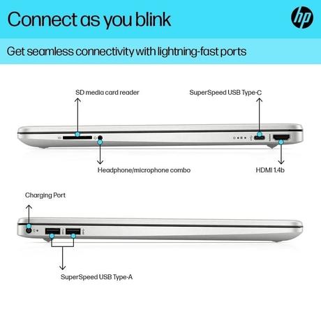 HP 15-FD1299TU Standard Laptop (Intel Core 3 100U/8 GB DDR4/512 GB PCIe NVMe M.2 SSD/Intel Graphics/Windows 11/Microsoft Office Home 2024 India + 1yr M365 Basic/FHD), 39.62 cm (15.6 inch) Diagonal, Natural Silver-4