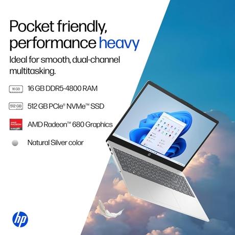 HP 15 15-FC1045AU Standard Laptop (AMD Ryzen 7 7735HS/16 GB/512 GB SSD/AMD Radeon Graphics/Windows 11 Home/MS Office Home 2024/Full HD), 40.9 cm - 16.1 inch, Natural Silver-3