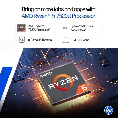 HP 15 15-FC0704AU Standard Laptop (AMD Ryzen 5 7520U/8 GB/512 GB SSD/AMD Radeon Graphics/Windows 11 Home/MS Office Home 2024/Full HD), 40.9 cm - 16.1 inch, Natural silver-1