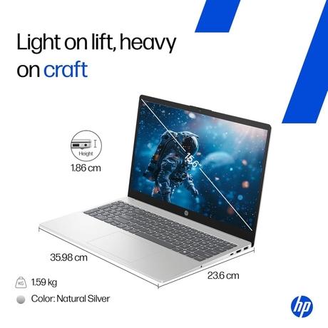 HP 15 15-FC0704AU Standard Laptop (AMD Ryzen 5 7520U/8 GB/512 GB SSD/AMD Radeon Graphics/Windows 11 Home/MS Office Home 2024/Full HD), 40.9 cm - 16.1 inch, Natural silver-11
