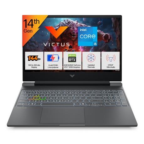 HP Victus 15 FA2316TX Gaming Laptop (Intel Core i5-14450HX/24 GB/512 GB SSD/6 GB-NVIDIA GeForce RTX 3050/Windows 11 Home/MS Office Home 2024/IPS FHD), 39.6 cm, Mica Silver, Black Chrome Logo-0