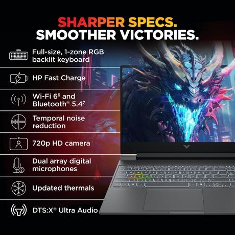 HP Victus 15 FA2316TX Gaming Laptop (Intel Core i5-14450HX/24 GB/512 GB SSD/6 GB-NVIDIA GeForce RTX 3050/Windows 11 Home/MS Office Home 2024/IPS FHD), 39.6 cm, Mica Silver, Black Chrome Logo-5