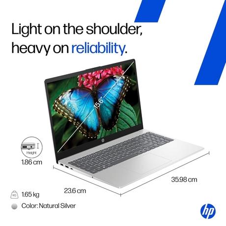 HP 15 AI Laptop, Intel Core Ultra 5 125H, 24GB DDR5 RAM, 1TB SSD, up to 11 TOPS NPU, 39.6 cm - 15.6 inch FHD IPS 300nits, Touchscreen, Backlit Keyboard, Windows 11, MS Office 2024, Natural Silver, 15-fd1458TU-10