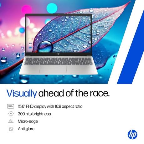 HP 15 AI Laptop, Intel Core Ultra 5 125H, 24GB DDR5 RAM, 1TB SSD, up to 11 TOPS NPU, 39.6 cm - 15.6 inch FHD IPS 300nits, Touchscreen, Backlit Keyboard, Windows 11, MS Office 2024, Natural Silver, 15-fd1458TU-3