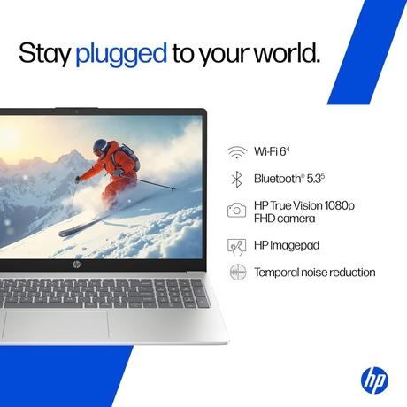 HP 15 AI Laptop, Intel Core Ultra 5 125H, 24GB DDR5 RAM, 1TB SSD, up to 11 TOPS NPU, 39.6 cm - 15.6 inch FHD IPS 300nits, Touchscreen, Backlit Keyboard, Windows 11, MS Office 2024, Natural Silver, 15-fd1458TU-4